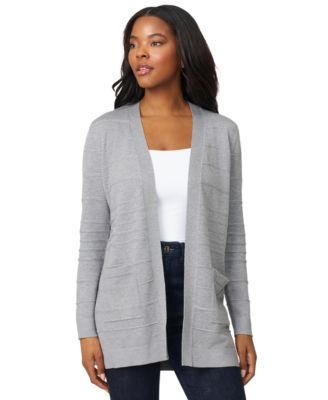 Women's Ribbed Open-Front Long Cardigan