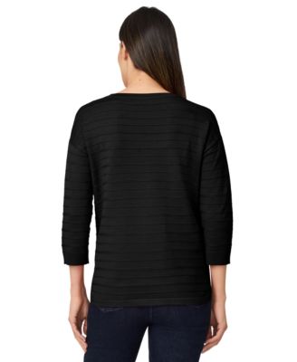 Women's Ottoman-Rib Crewneck 3/4-Sleeve Sweater