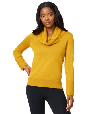 Women's Chevron-Trimmed Cowl-Neck Sweater