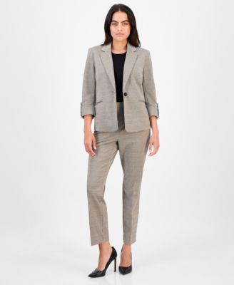 AK Anne Klein - Petite Printed Mid-Rise Straight-Leg Pants