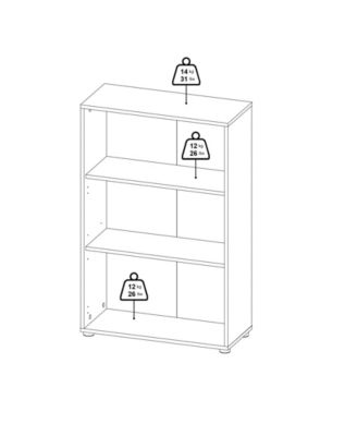 48.66" High 3 Shelf Adjustable Bookcase