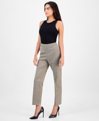 Petite Printed Mid-Rise Straight-Leg Pants