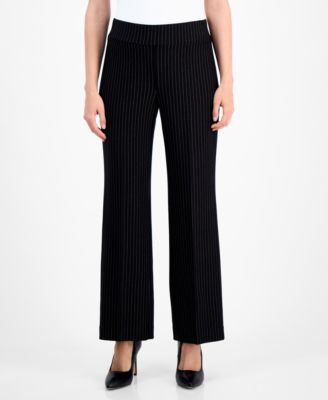 Petite Ponte Pinstripe Mid-Rise Pull-On Pants