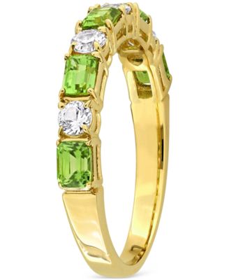 Green Sapphire (1-1/5 ct. t.w.) & White Sapphire (3/8 ct. t.w.) Band in 14k Gold