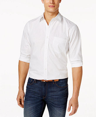 Club Room Dot-Print Long-Sleeve Shirt, Only at Macy's - Casual Button ...