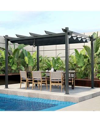 10 x 12 Feet Outdoor Aluminum Retractable Pergola Canopy Shelter Grape Trellis