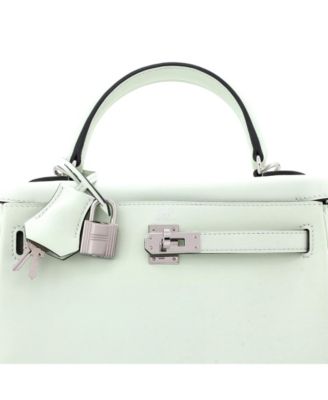 Pre-Owned Hermes Kelly 25 Handbag Green Swift with Palladium Hardware