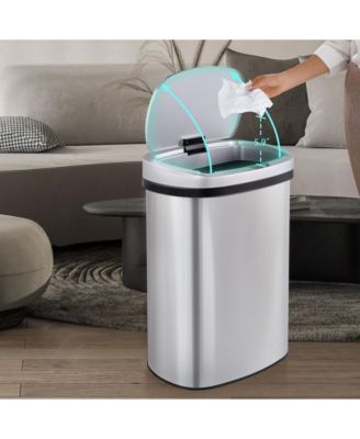 13 Gal./50 Liter Stainless Steel Oval Motion Sensor Trash Can for Kitchen