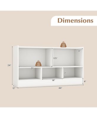Kids 2-Shelf Bookcase 5-Cube Wood Toy Storage Cabinet Organizer