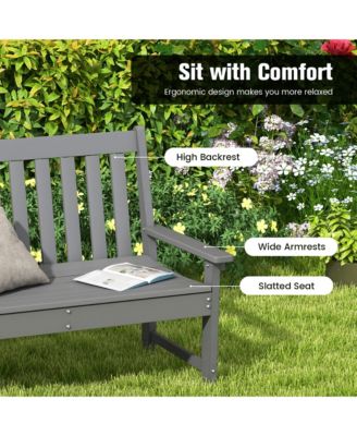 Garden Bench All-Weather HDPE 2-Person Outdoor Bench for Front Porch Backyard