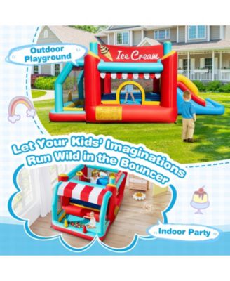 Inflatable Bounce House 5-in-1 Ice Cream Jumping Castle w/ 480W Blower