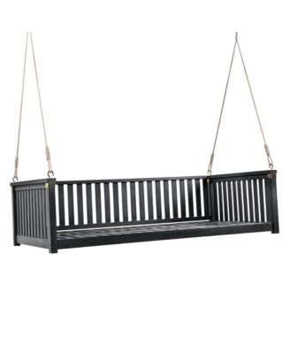 Patio Minimalist Twin Size Garden Swing Bed,Wood Porch Swing with Ropes
