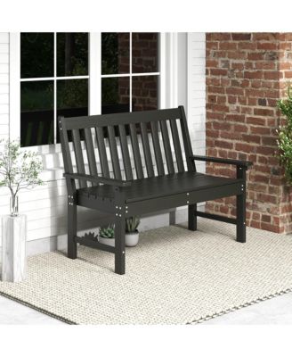 Garden Bench All-Weather HDPE 2-Person Outdoor Bench for Front Porch Backyard