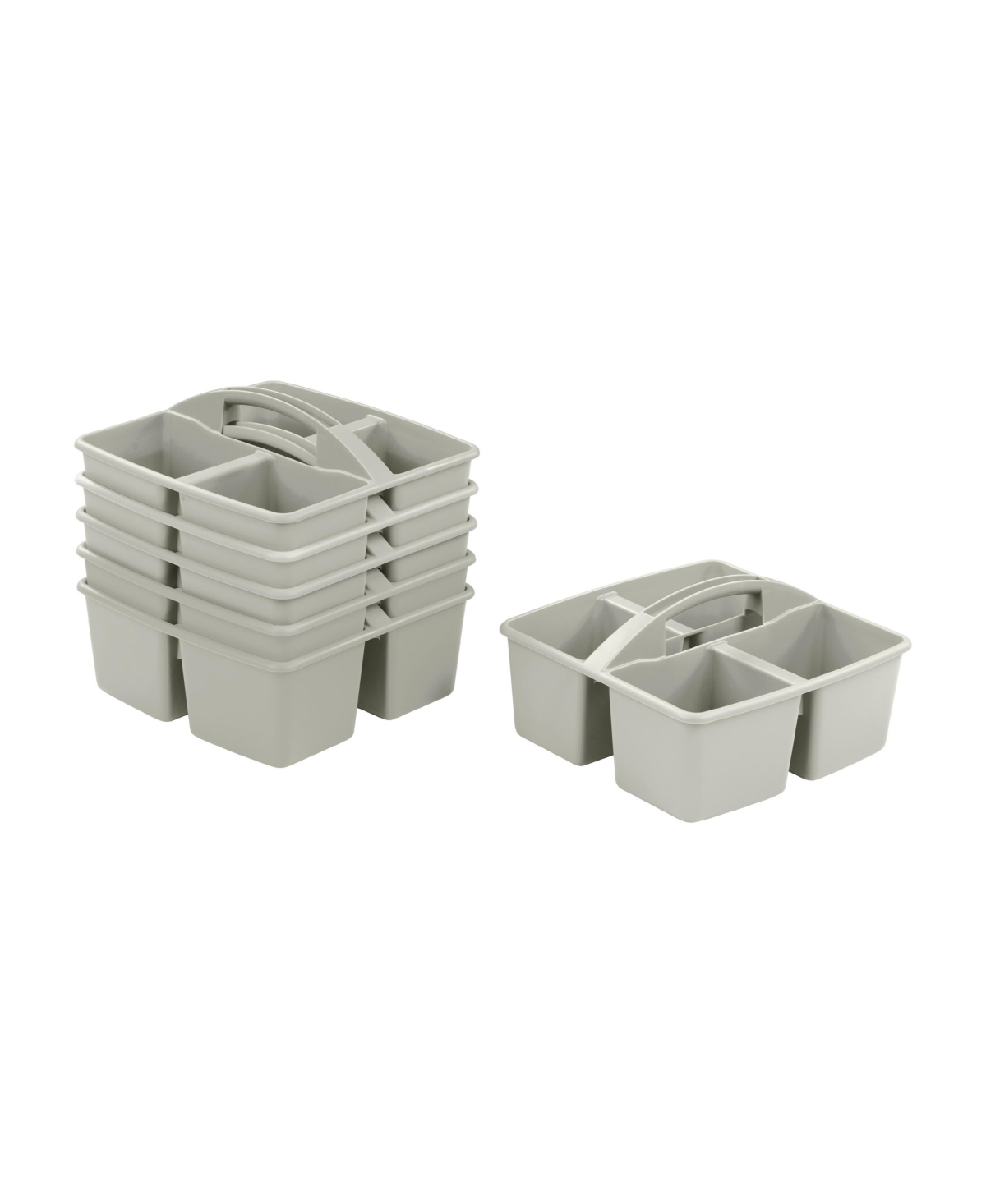 4-Compartment Medium Caddy, Grey, 6-Pack - Grey