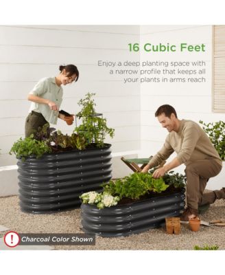 4' x 2' x 2' Raised Metal Oval Garden Bed Planter Box for Vegetables and Flowers