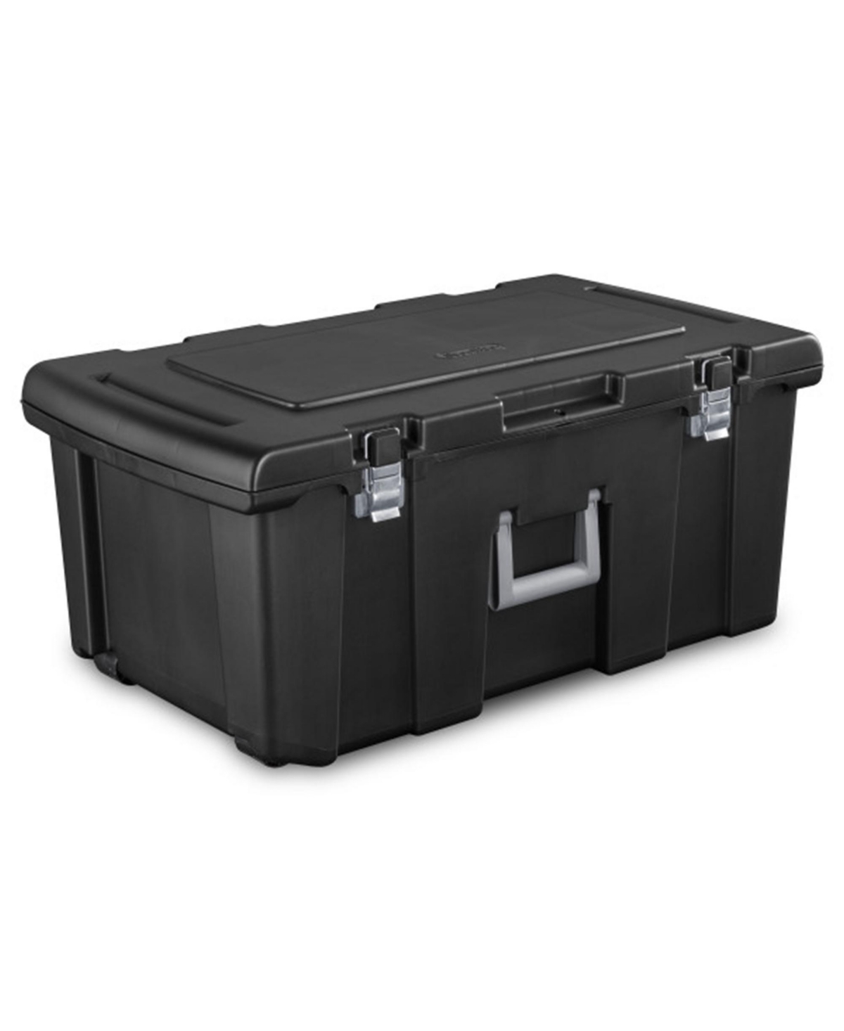 Wheeled Footlocker, Plastic Utility Storage Container, Black, 4 Pack