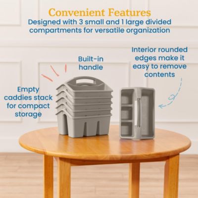 4-Compartment Small Caddy, Grey, 6-Pack