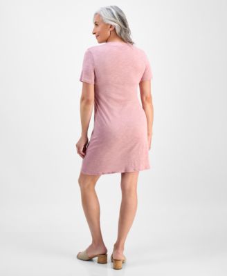 Petite Spread-Collar Short-Sleeve Dress, Exclusively at Macy's 