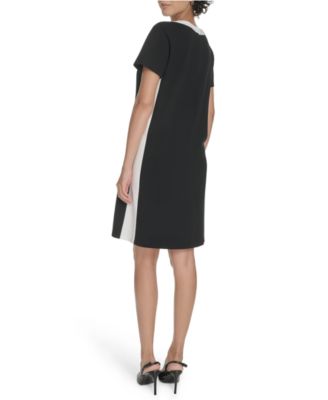 Women's Short-Sleeve Scuba Crepe Shift Dress