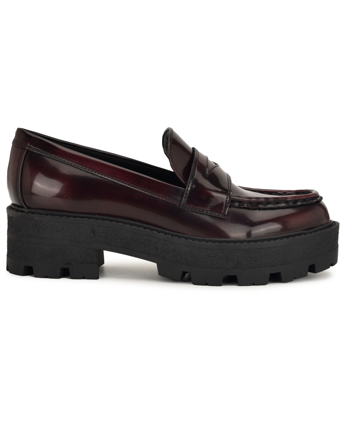 Nine West Women's Keram Chunky Lug Sole Penny Loafers In Burgundy