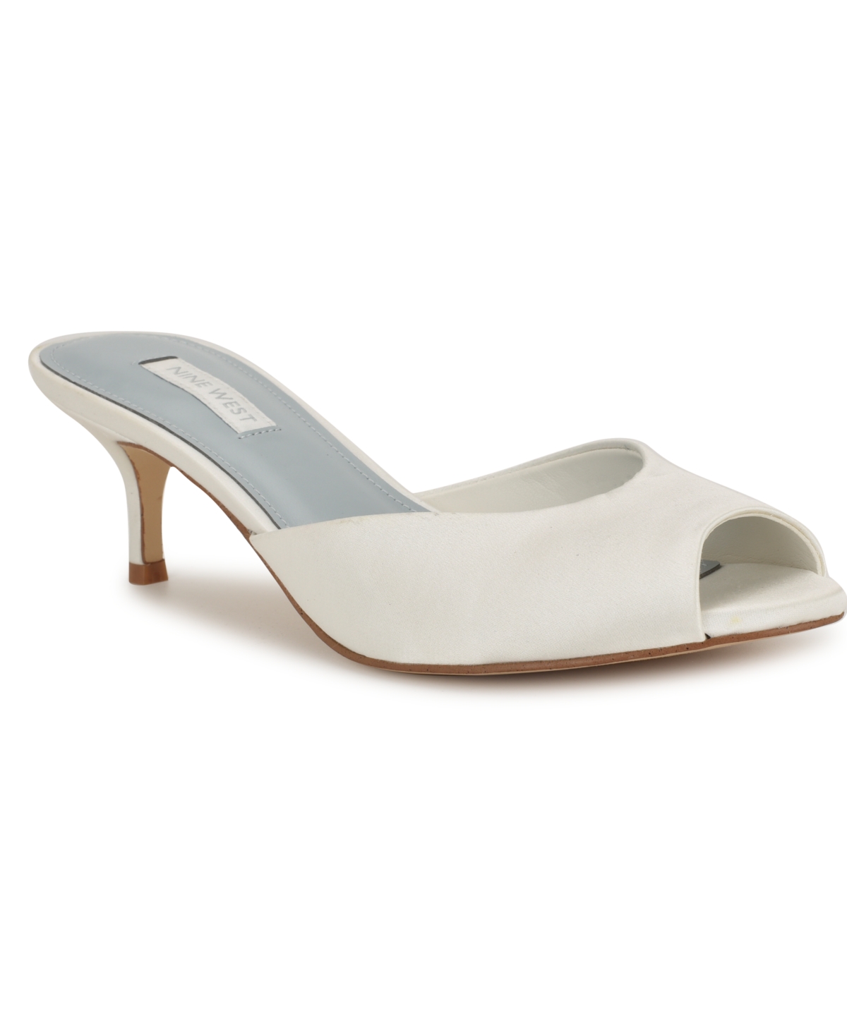 Women's Luvlie Bridal Satin Peep Toe Kitten Heel Pumps - White Satin