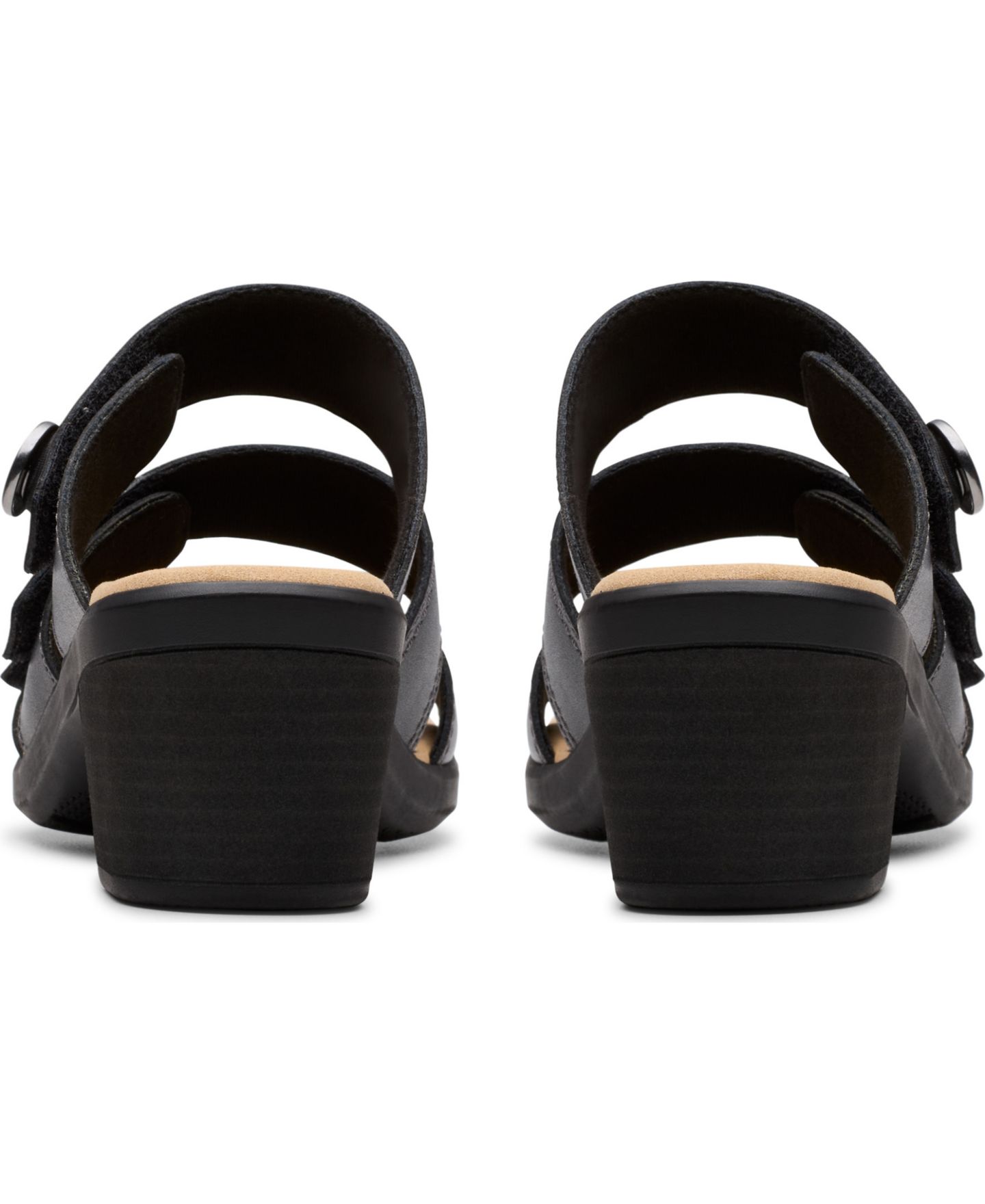 Женские сандалии Clarks Collection Emily2 Adella Block Heel, цвет: Чёрный кожаный — фото 6