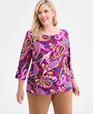 JM Collection - Plus Size Marianna Medallion Jacquard Top, Macy's Exclusive