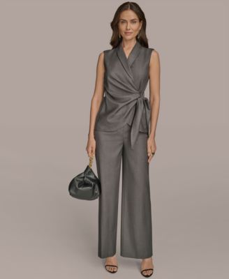 Women's Sleeveless Pinstripe Wrap Vest