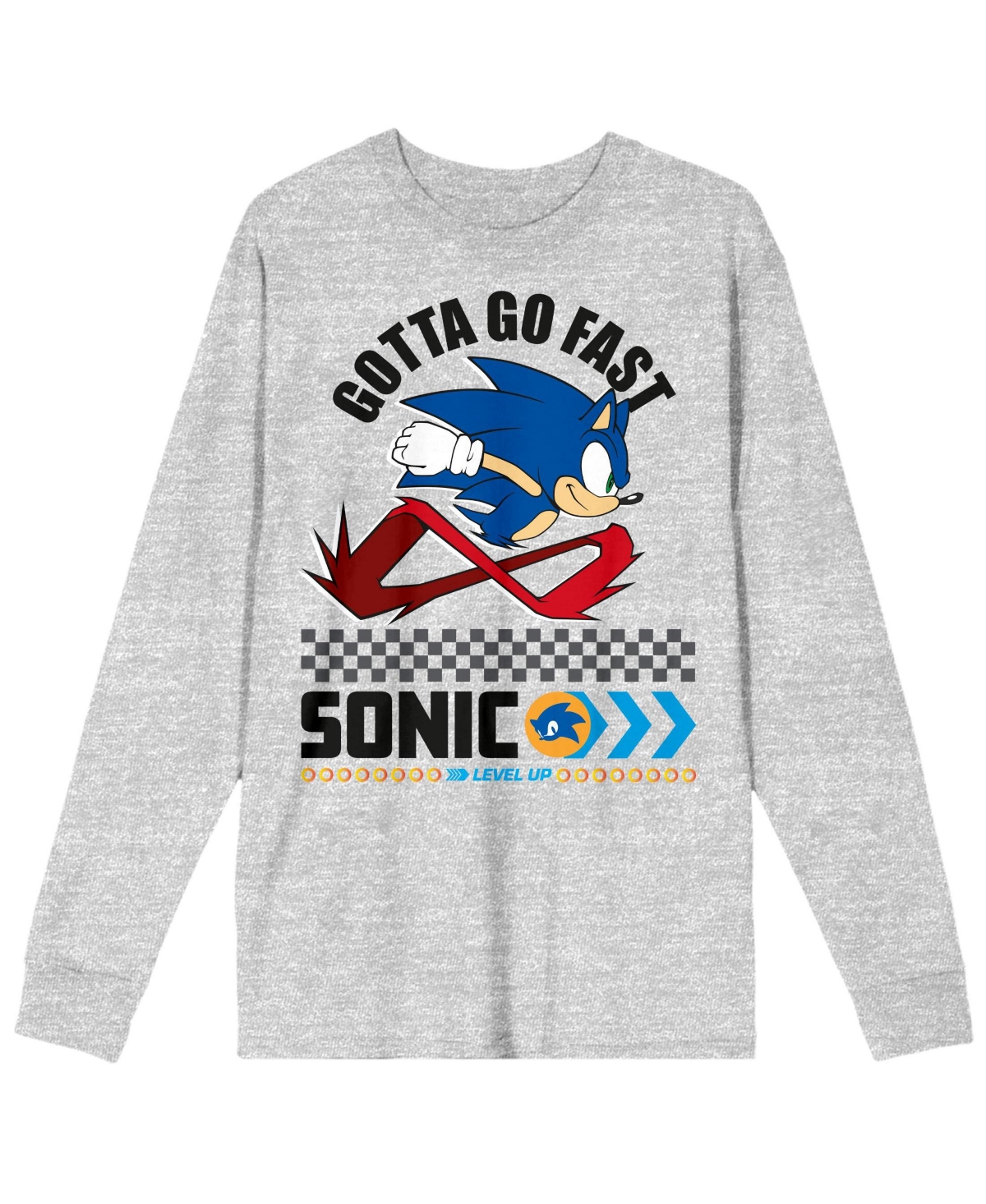 Modern Gotta Go Fast Crew Neck Long Sleeve Athletic Heather Adult Tee-Medium - Gray