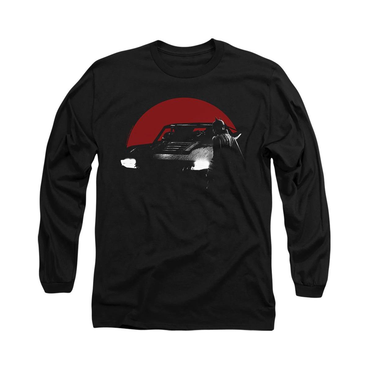 Men's The Red Moon And Batmobile Long Sleeve Adult Tee / T-Shirt - Black