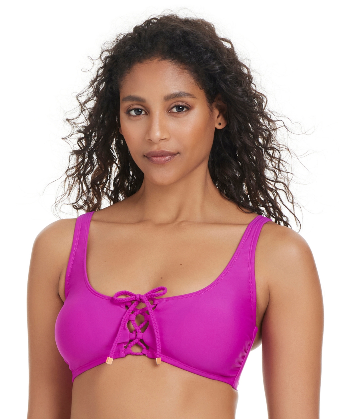 Bar Iii Womens Unraveled Lace Up Bikini Top Bottoms Exclusively At Macys In Pink