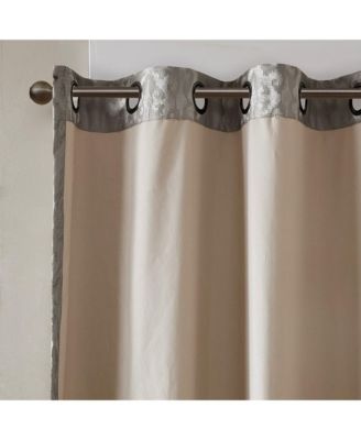 Mirage Knitted Jacquard Damask Total blackout curtains for bedroom, Silver grommet top fit up to 1.25 inches rod Single Curtain Panel for Living Room, Width 50 length 108 inches, Pitch Black Ambiance Navy 1 Window Panel