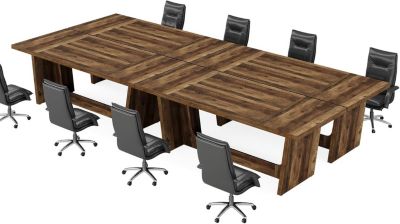 13FT Conference Room Table: Large Rectangular Meeting Seminar Table for 12-16 People, Wood Long Training Table with Heavy-Duty Frame, Business Table for Office, 4PCS