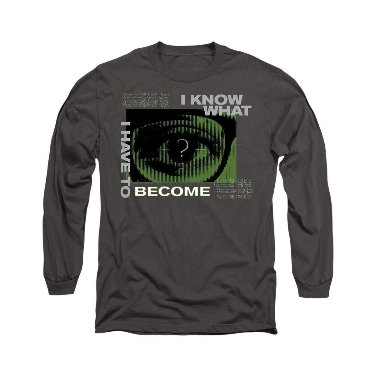 Men's The Become The Riddler Long Sleeve Adult Tee / T-Shirt - Charcoal