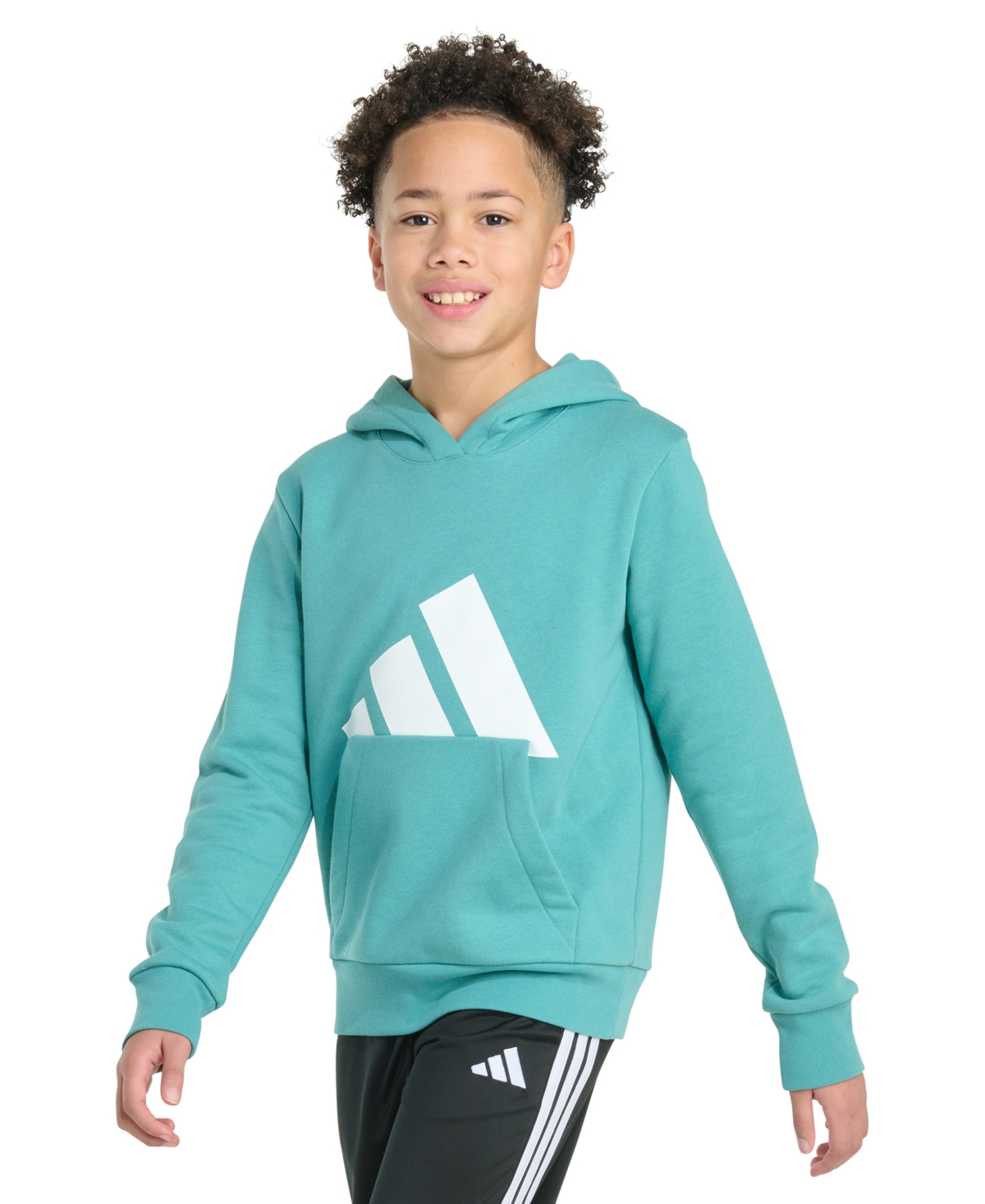 Adidas Originals Big Boys Long-sleeve Essential Big Logo Fleece Pullover Hoodie In Blue