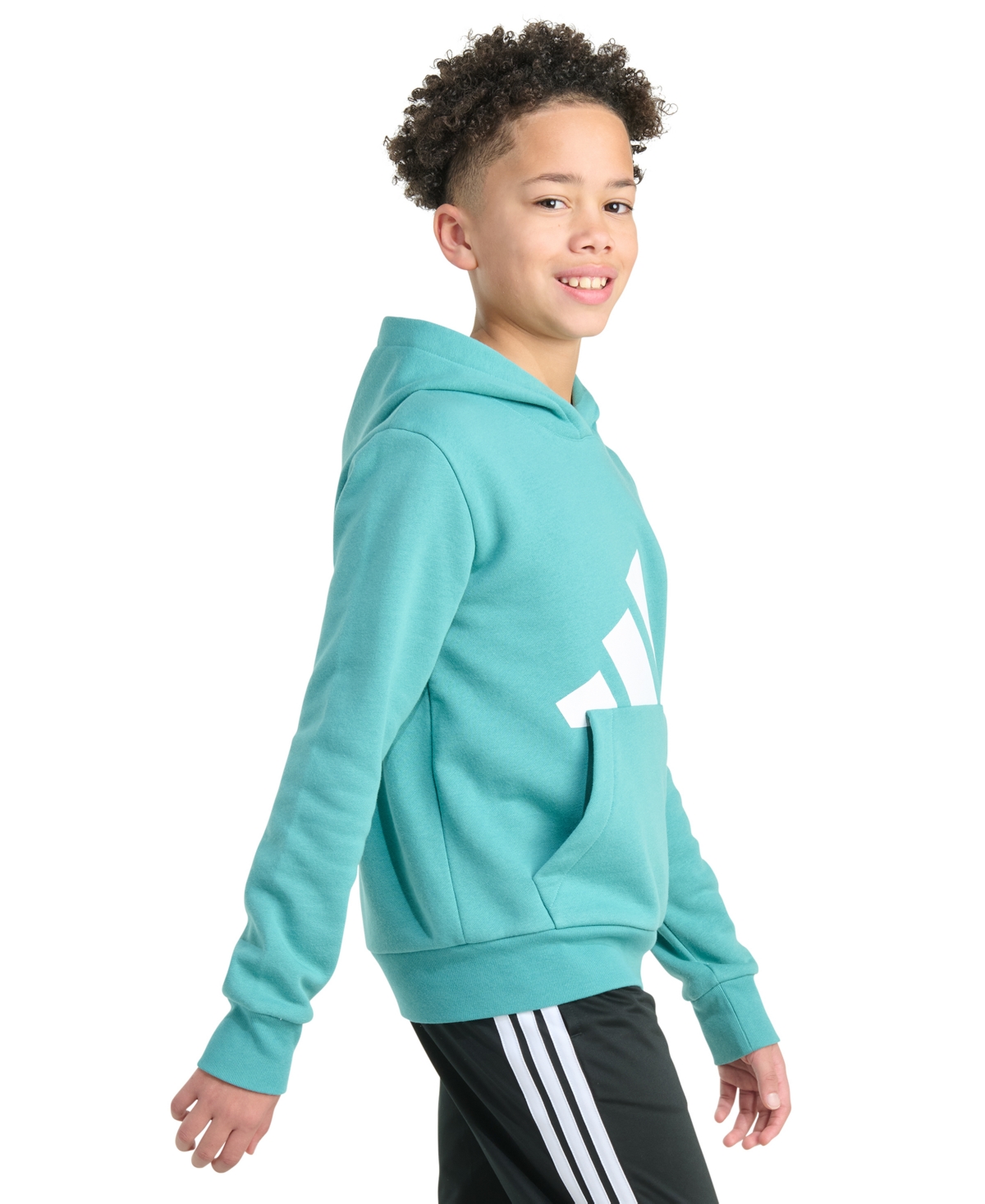 Adidas Originals Big Boys Long-sleeve Essential Big Logo Fleece Pullover Hoodie In Blue