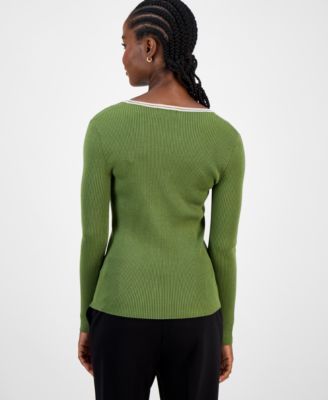 Women's Contrast-Trim Knit Top