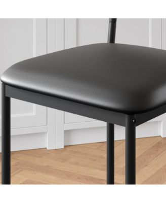 Bar Stools Set of 2, Barstool Set of 2, 25.5 Inches Upholstered Bar Chairs for 2, Counter Height Bar Stools Set for Island, Counter Bar, Retro Black