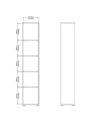 80.59" High 5 Shelf Narrow Bookcase