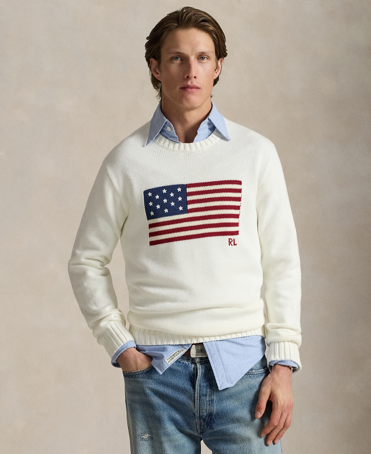 Polo Ralph Lauren Unisex The Iconic Flag Sweater In White