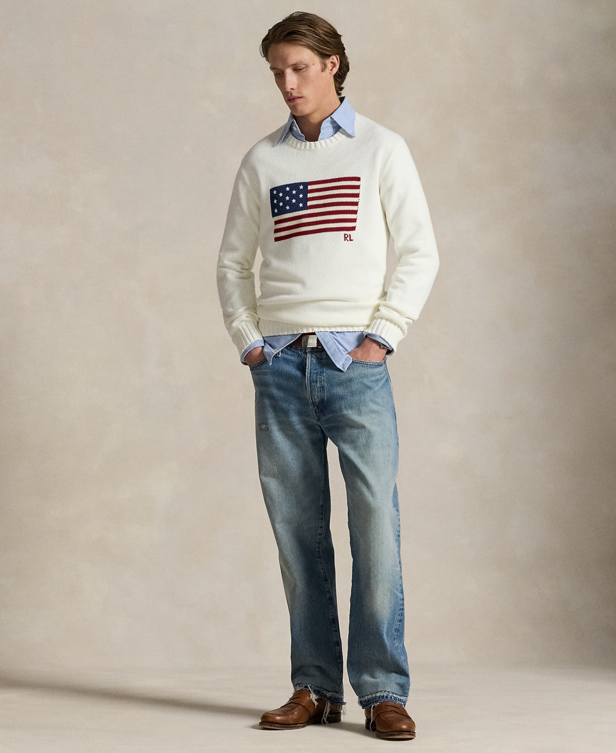 Polo Ralph Lauren Unisex The Iconic Flag Sweater In White