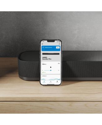 AMBEO Soundbar Plus for TV and Music with Immersive 3D Surround Sound, Virtual 7.1.4 Speaker Setup, Built-in Dual Subwoofers, Advanced Streaming Connectivity, Night Mode, Black