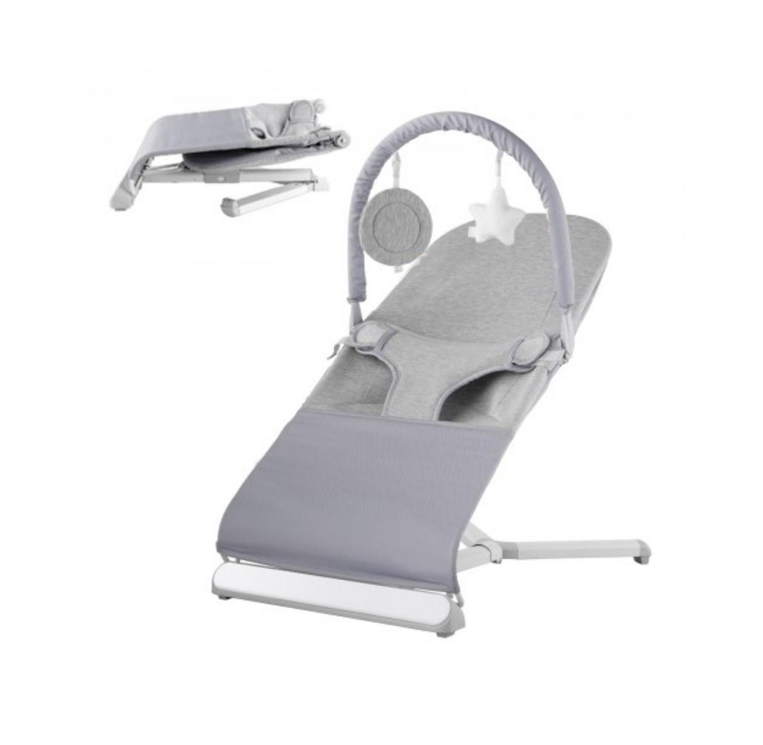 Newborn Baby Bouncer with Rotatable Toy Bar and 2 Reclining Positions