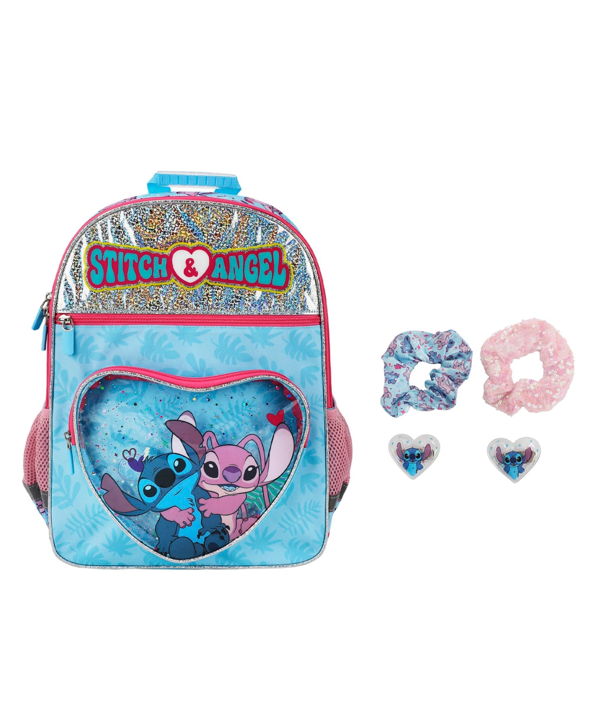Disney's Stitch and Angel 5-Piece 16&#x22; Backpack & Hair Care Value Set - Disney s stitch and angel