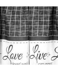 Country Farmhouse Plaid Live laugh love 3 Piece Kitchen Curtain Set