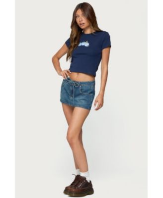 Women's Ziggie Tie Front Denim Mini Skort