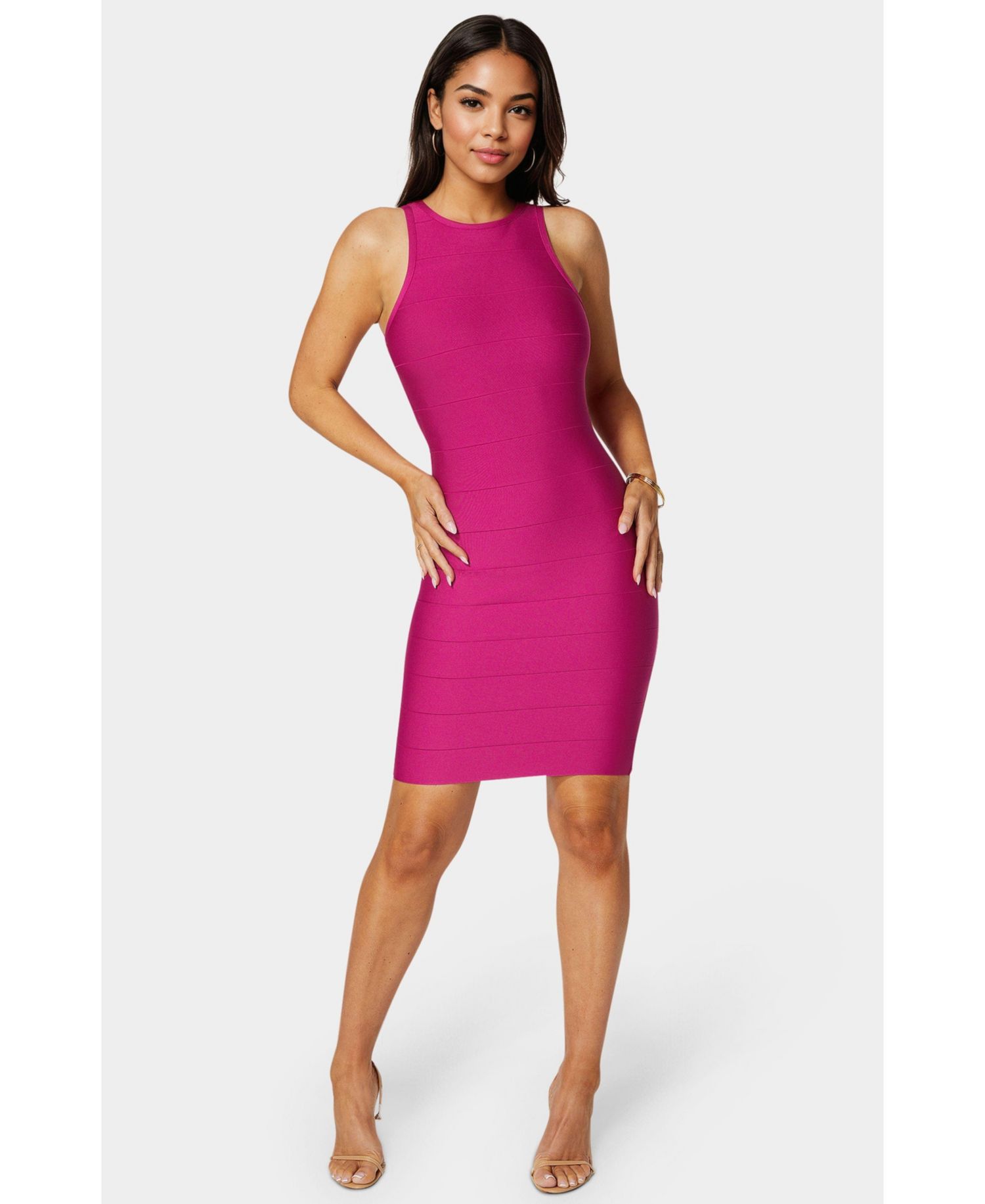 Women's Racer Neck Bandage Short Dress