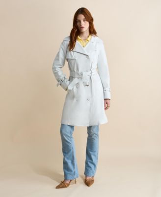 Women's Leather Trench Coat, Created for Macy's