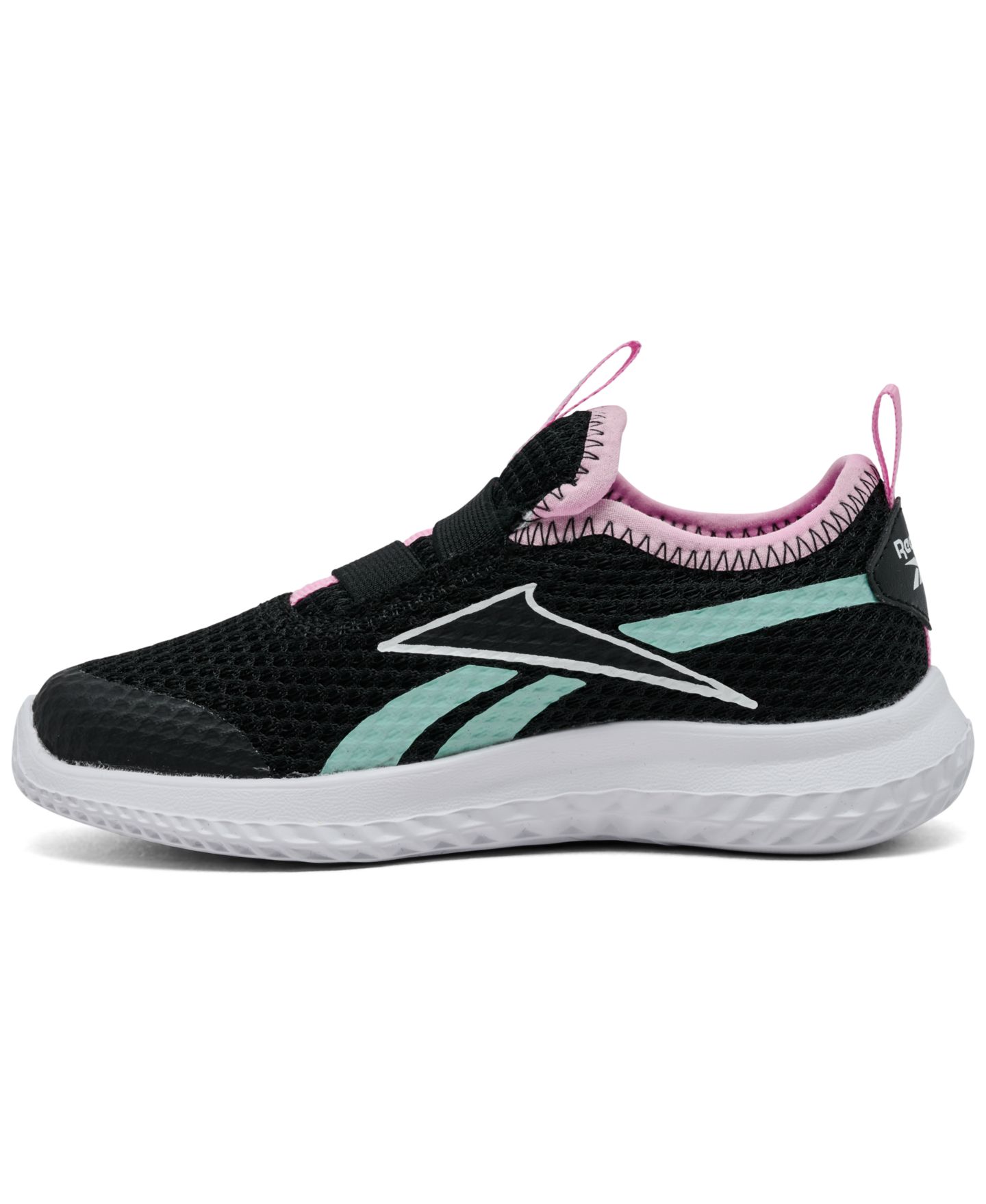 Детские повседневные кроссовки-слипоны Reebok Rush Runner, Finish Line, цвет: Чёрный / Розовый — фото 3