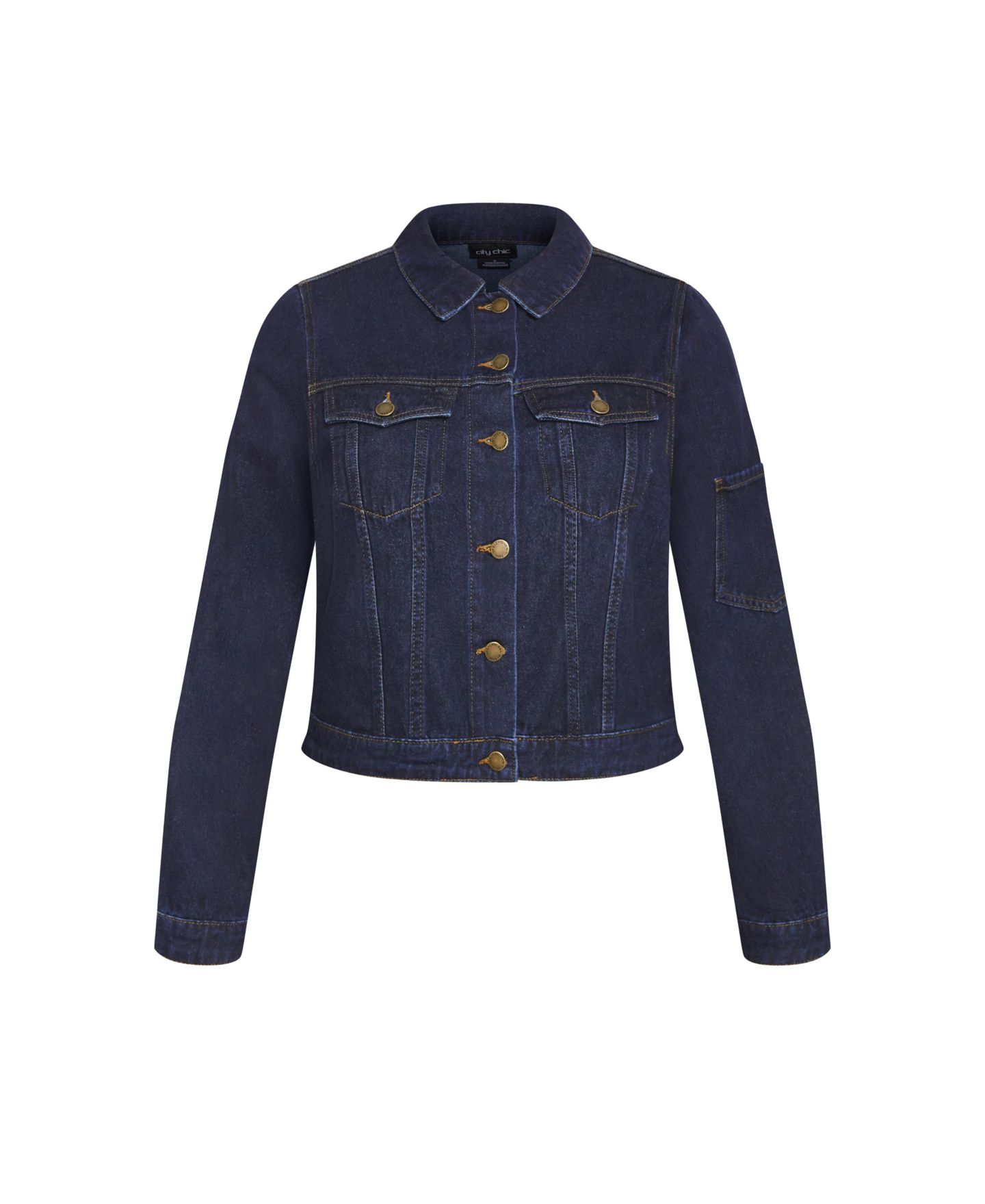 Женская куртка CITY CHIC Plus Size Denim Jojo, цвет: Тёмный джинсовый — фото 3